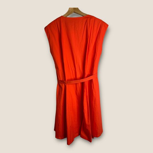 Frnch Womens size Medium Sleeveless Wrap Dress Salmon Red NEW F8522 Chic - Picture 2 of 10